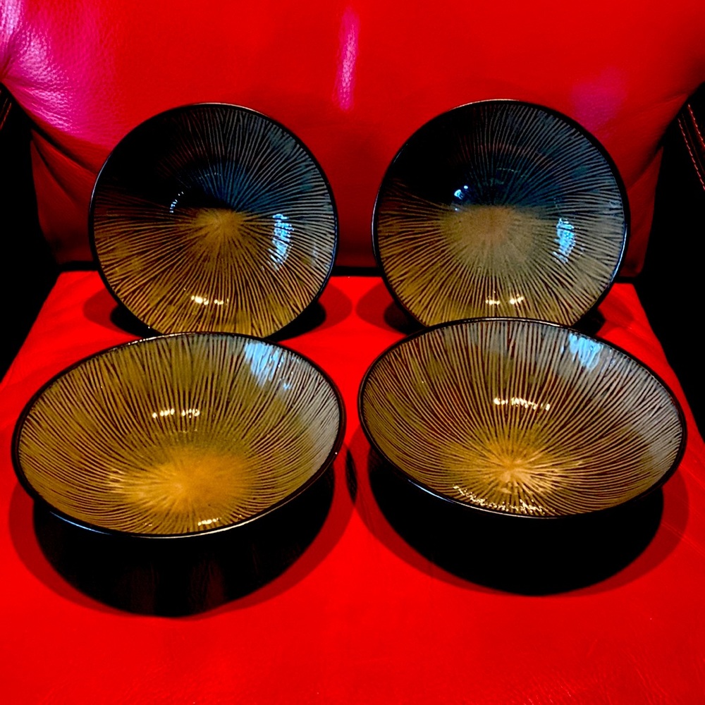 Set of 4 Large Beautiful Healthy Eating Bowls Stone-wear Heavy  NeverUsed